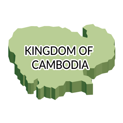 カンボジア王国無料フリーイラスト｜英語・立体(緑)